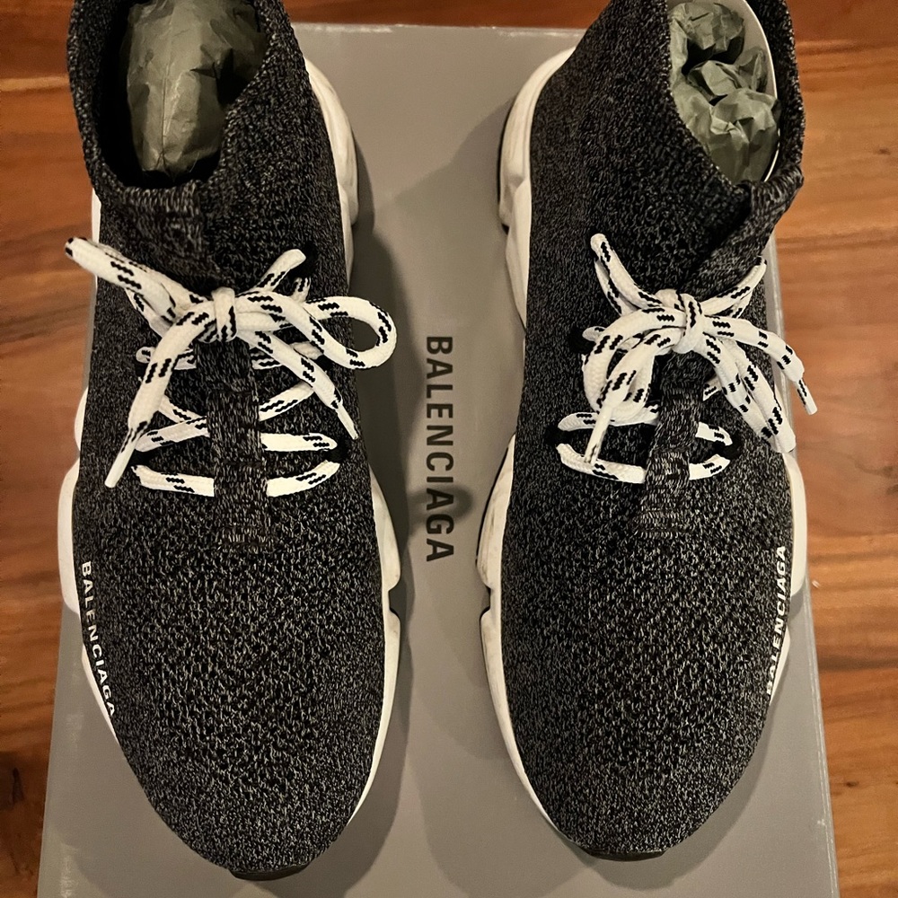 Balenciaga Speed Lace-Up Sneakers (Gray/Black)